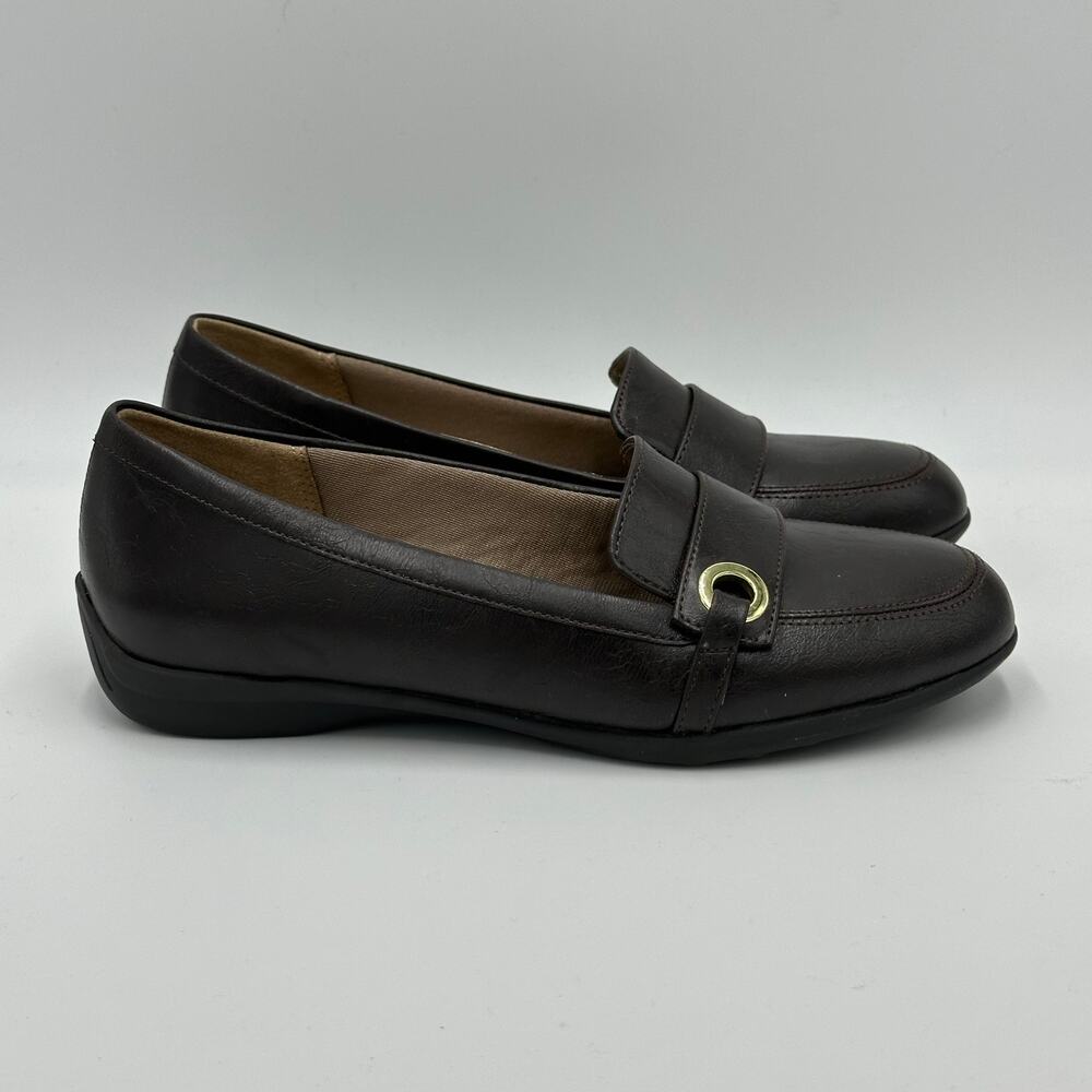 LifeStride Pattie Penny Loafers Brown Faux Leather Casual Shoes Womens Size 6